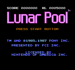 Lunar Pool (USA) Title Screen